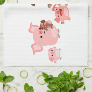 Cute Cartoon Pig Family Kitchen Towel