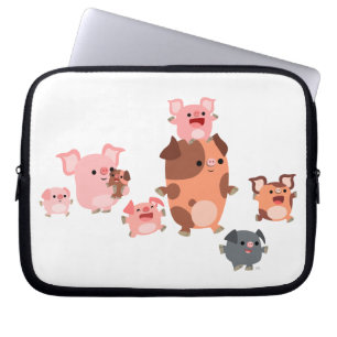 Cute Cartoon Pig Family Laptop Sleeve