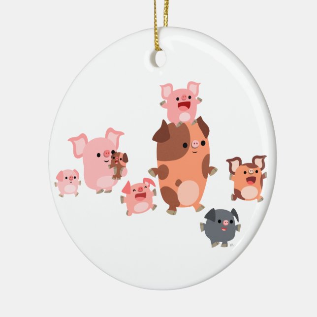 Cute Cartoon Pig Family Ornament (Left)