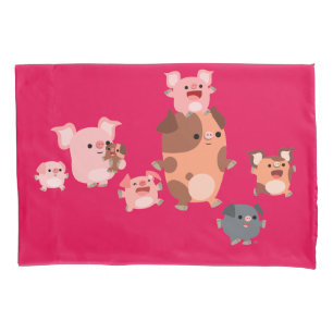 Cute Cartoon Pig Family Pillowcase