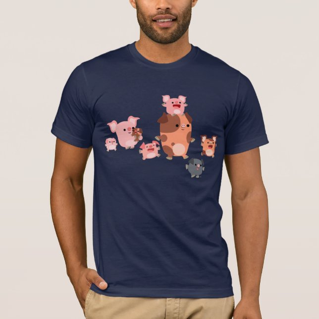 Cute Cartoon Pig Family T-Shirt (Front)