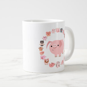 Cute Cartoon Pig Mandala Jumbo Mug