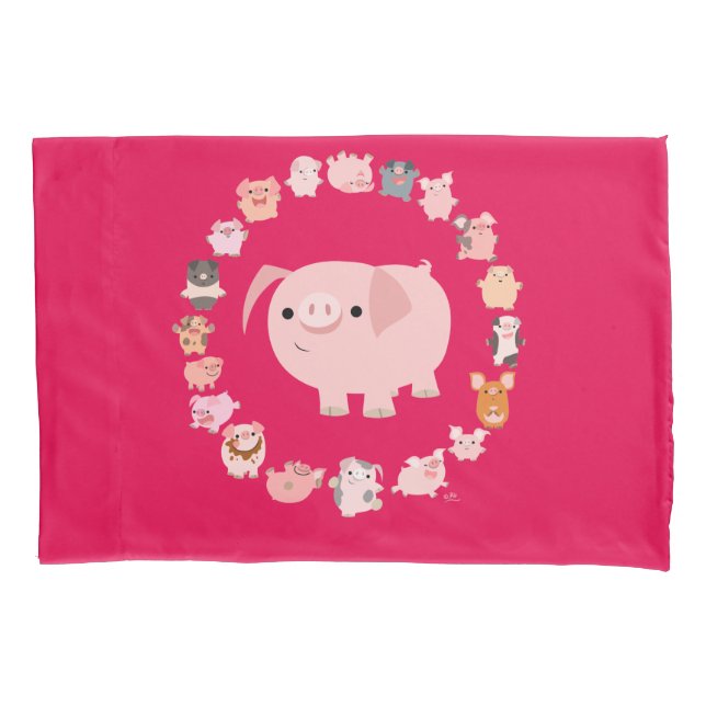 Cute Cartoon Pig Mandala Pillowcase (Front)