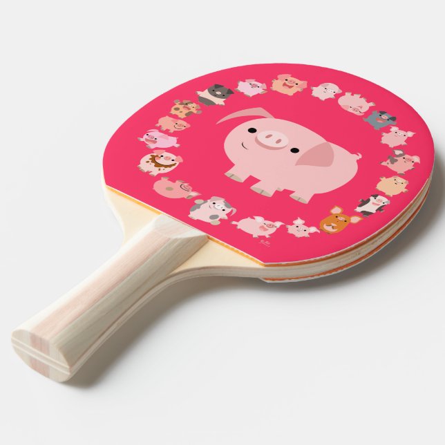 Cute Cartoon Pig Mandala Ping Pong Paddle (Front Angle)