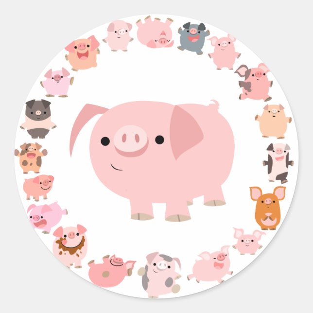 Cute Cartoon Pig Mandala Sticker (Front)