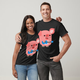 Cute Cartoon Pig Playing Ukulele T-Shirt
