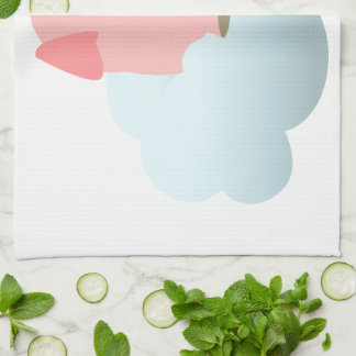 Cute Cartoon Pig Reader on Cloud Kitchen Towel