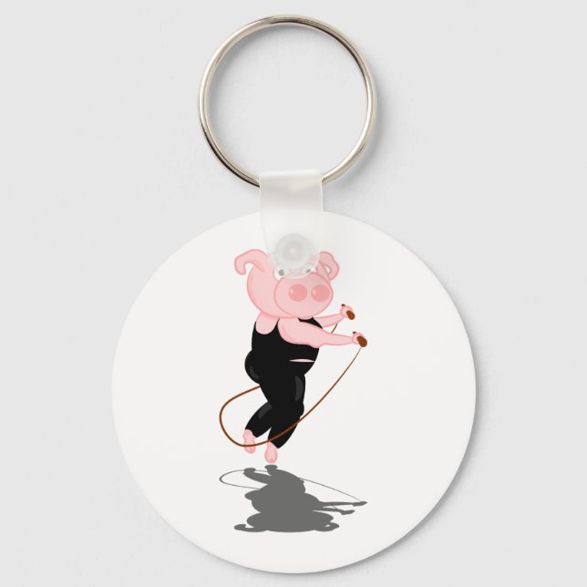 Cute Cartoon Pig Skipping Key Ring (Front)