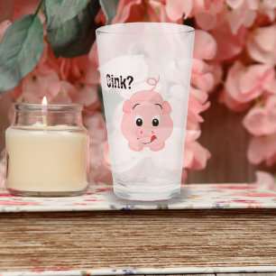 Cute Cartoon Pig With Playful Expression Glass