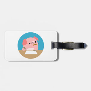 Cute Cartoon Pig "Writer's Block" Luggage Tag
