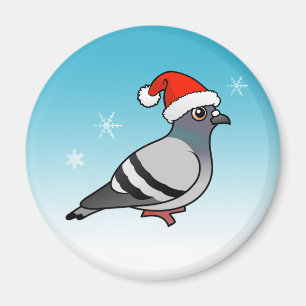 Cute Cartoon Pigeon Santa Magnet