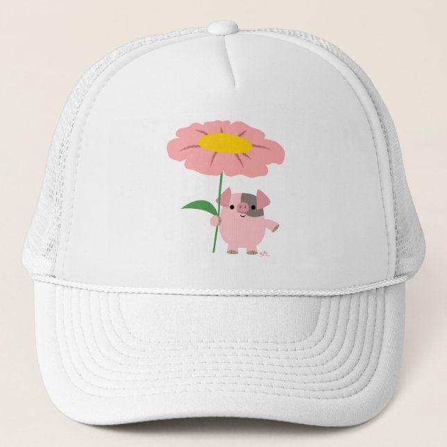 Cute Cartoon Piglet With Gift (Pink) Hat (Front)