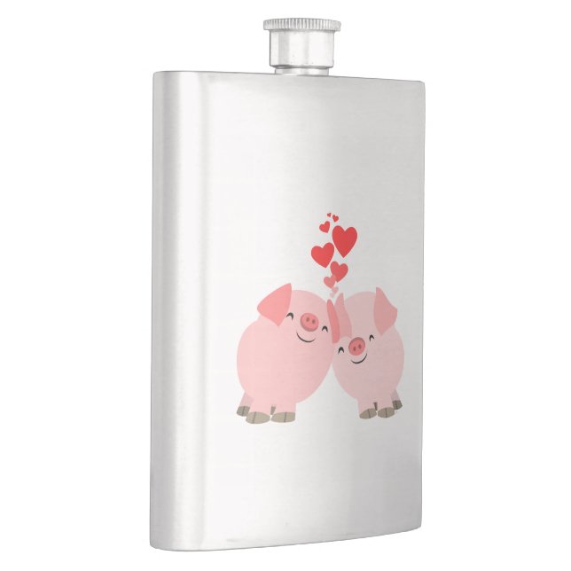 Cute Cartoon Pigs in Love Classic Flask (Right)