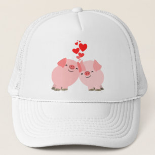 Cute Cartoon Pigs in Love Hat