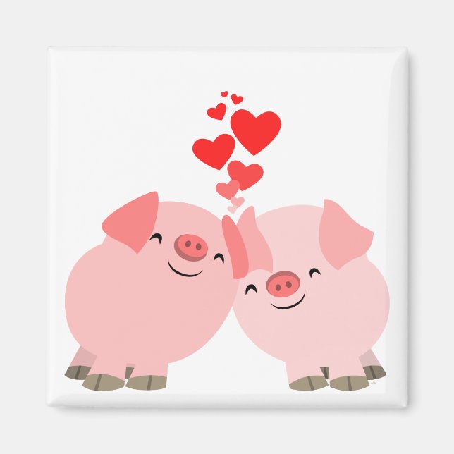 Cute Cartoon Pigs in Love Magnet (Front)