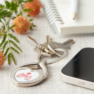 Cute Cartoon Pigs in Love Metal Keychain