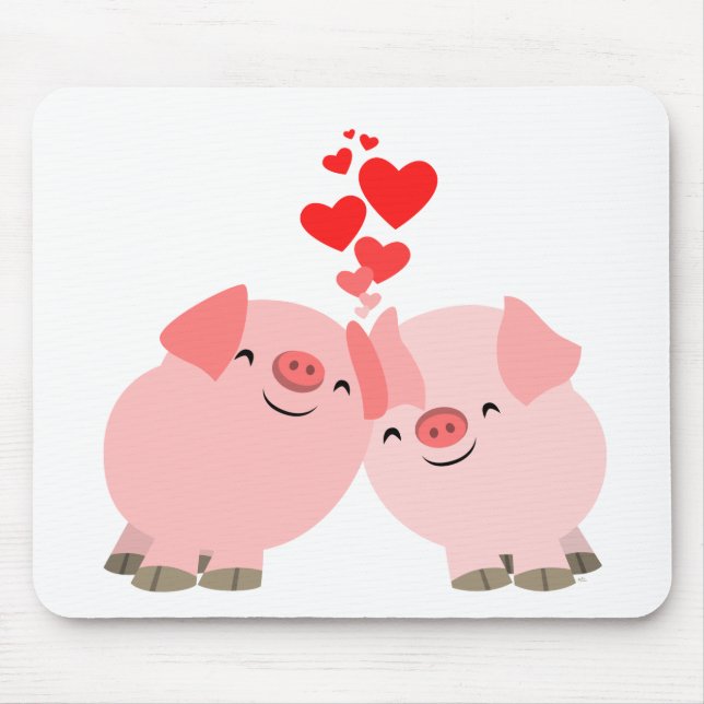 Cute Cartoon Pigs in Love Mousepad (Front)
