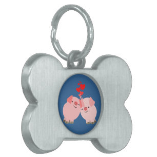 Cute Cartoon Pigs in Love Pet Tag