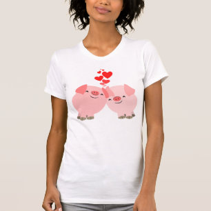 Cute Cartoon Pigs in Love Women T-Shirt