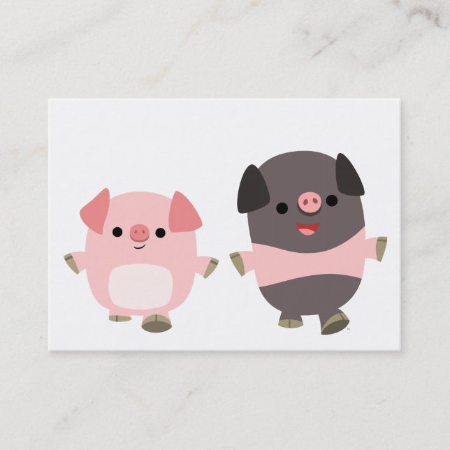 Cute Cartoon Pigs On a Walk ACEO/Business Card (Front)