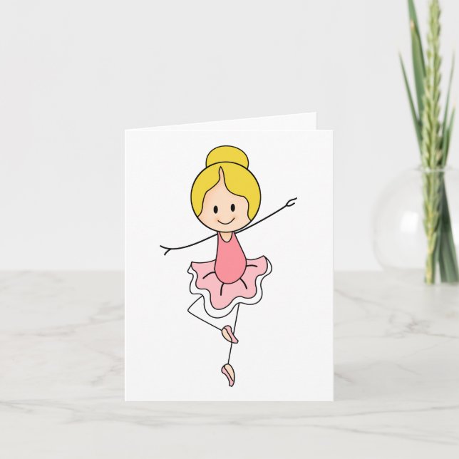 Cute Cartoon Pink Ballerina Generic Any Use  Card (Front)