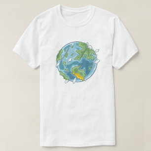 Cute Cartoon Planet Earth Eco-Friendly Illustratio T-Shirt