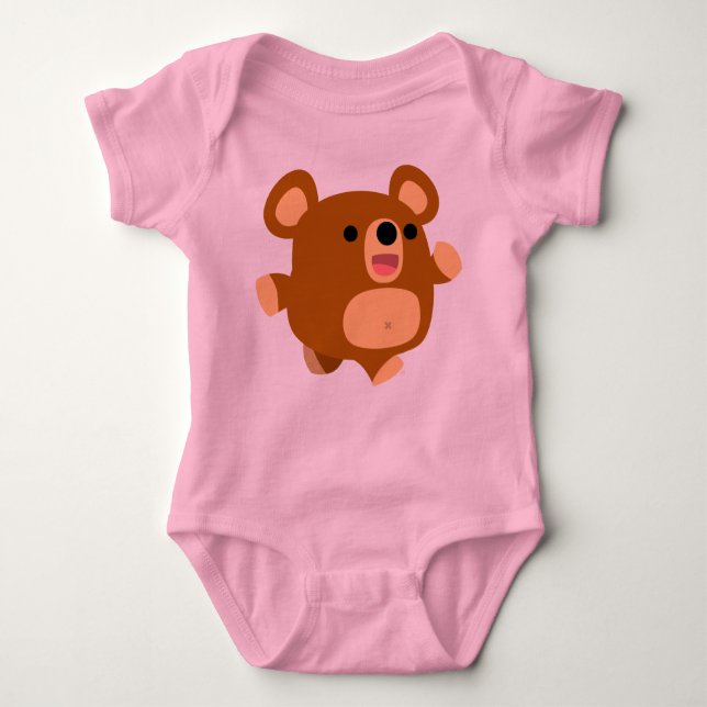 Cute Cartoon Playful Bear Baby Apparel Bodysuit (Front)