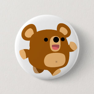 Cute Cartoon Playful Bear Button Badge