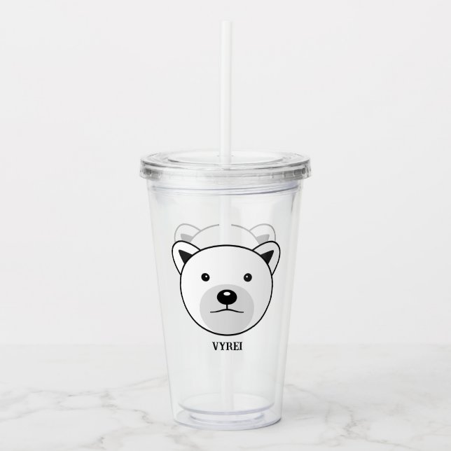 Cute Cartoon Polar Bear Acrylic Tumbler (Front)