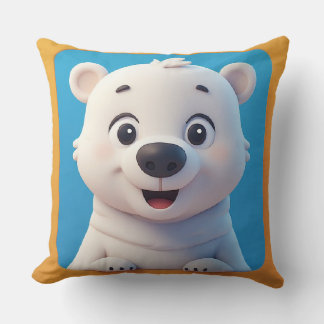 Cute Cartoon Polar Bear Character  Cushion