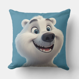 Cute Cartoon Polar Bear Character Cushion