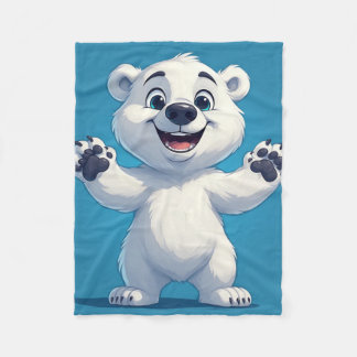 Cute Cartoon Polar Bear Character  Fleece Blanket