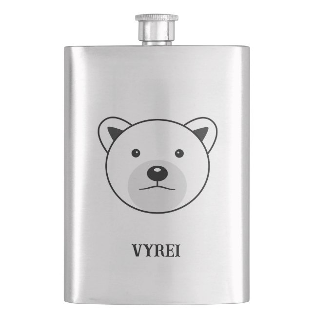 Cute Cartoon Polar Bear Hip Flask (Front)