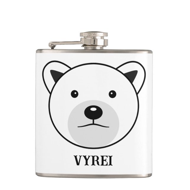 Cute Cartoon Polar Bear Hip Flask (Front)