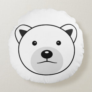 Cute Cartoon Polar Bear Round Cushion