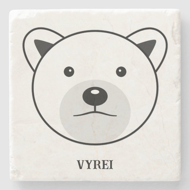 Cute Cartoon Polar Bear Stone Coaster (Front)