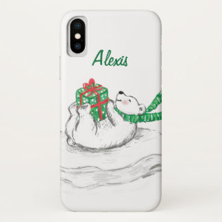 Cute Cartoon Polar Bear with Christmas Presents iPhone X Case