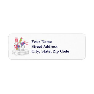 Cute Cartoon Polar Bear with Christmas Presents Return Address Label