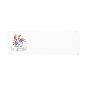 Cute Cartoon Polar Bear with Christmas Presents Return Address Label
