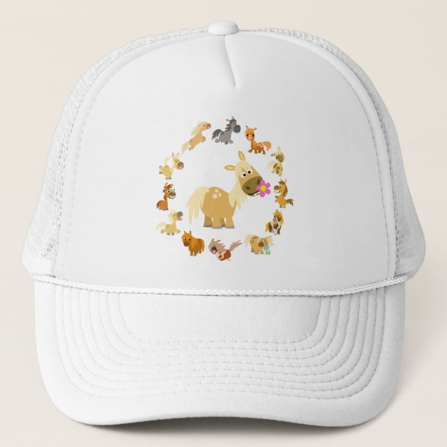 Cute Cartoon Ponies Mandala Hat (Front)
