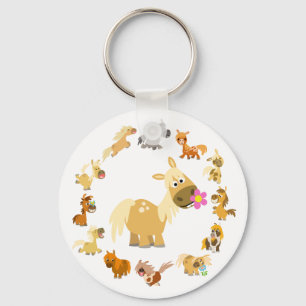Cute Cartoon Ponies Mandala Keychain