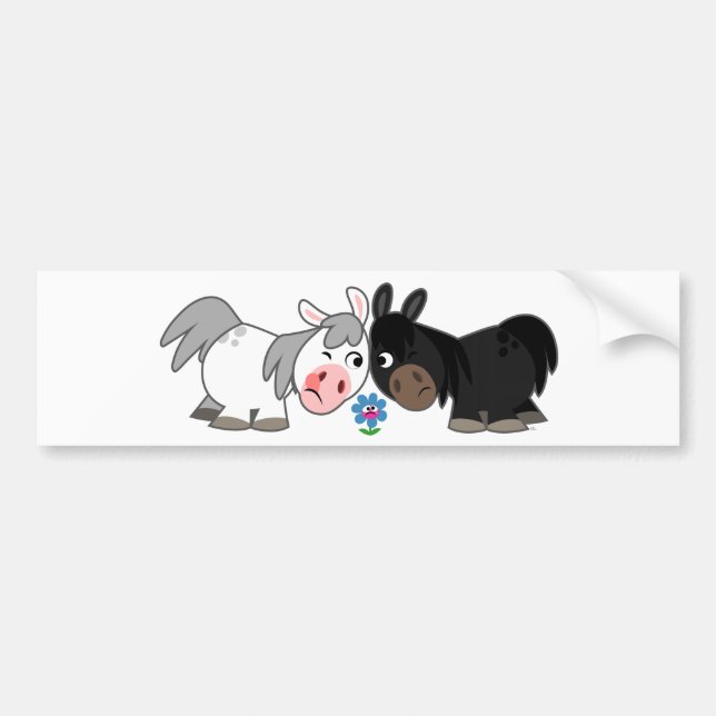 Cute Cartoon Ponies Standoff  Bumper Sticker (Front)