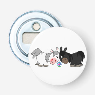 Cute Cartoon Ponies Standoff Button Bottle Opener