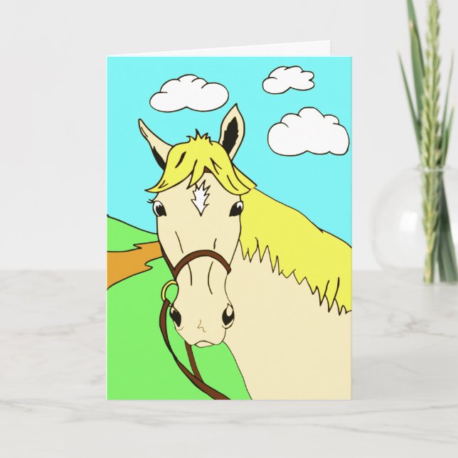Cute Cartoon Pony Birthday Card (Front)