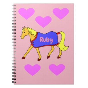 Cute Cartoon Pony with Pink Hearts Notebook