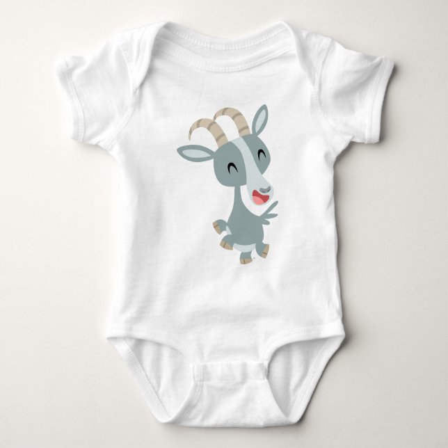 Cute Cartoon Prancing Goat  Baby Apparel Bodysuit (Front)