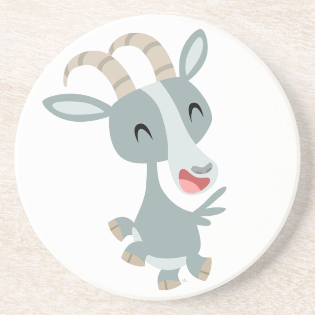 Cute Cartoon Prancing Goat Coaster (Front)