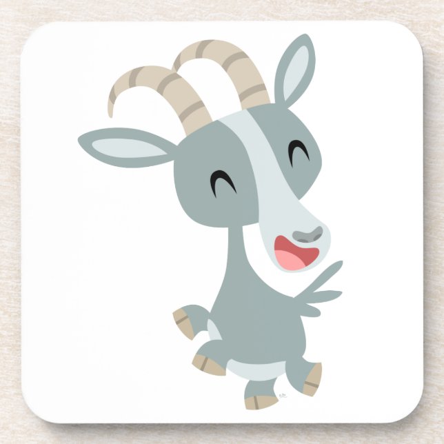 Cute Cartoon Prancing Goat Coasters Set (Front)
