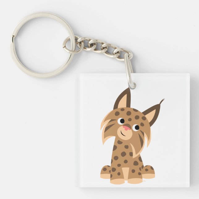 Cute Cartoon Prankish Lynx Acrylic Keychain (Front)