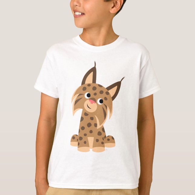 Cute Cartoon Prankish Lynx Children T-Shirt (Front)